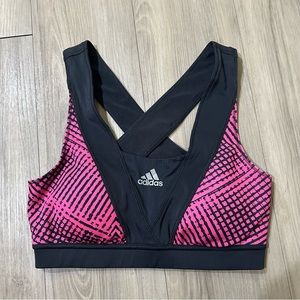 Adidas Grey and Pink Sports Bra Small